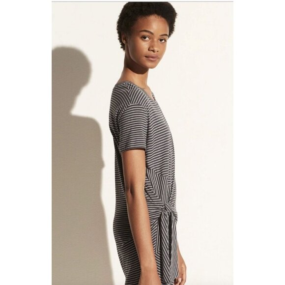 Vince Classic Stripe Tie Shirt Dress Navy White Womens Size Small - Picture 3 of 11